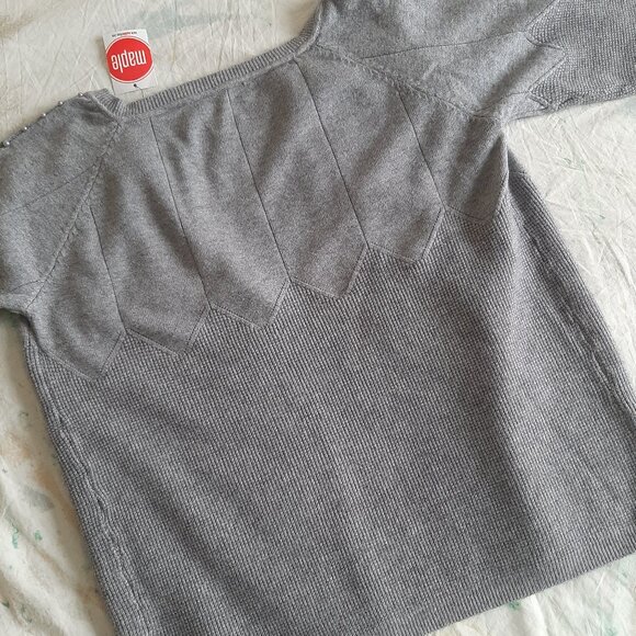 NWT Grey Cardigan Pearl Mid Sleeves Office Wear - Picture 6 of 9